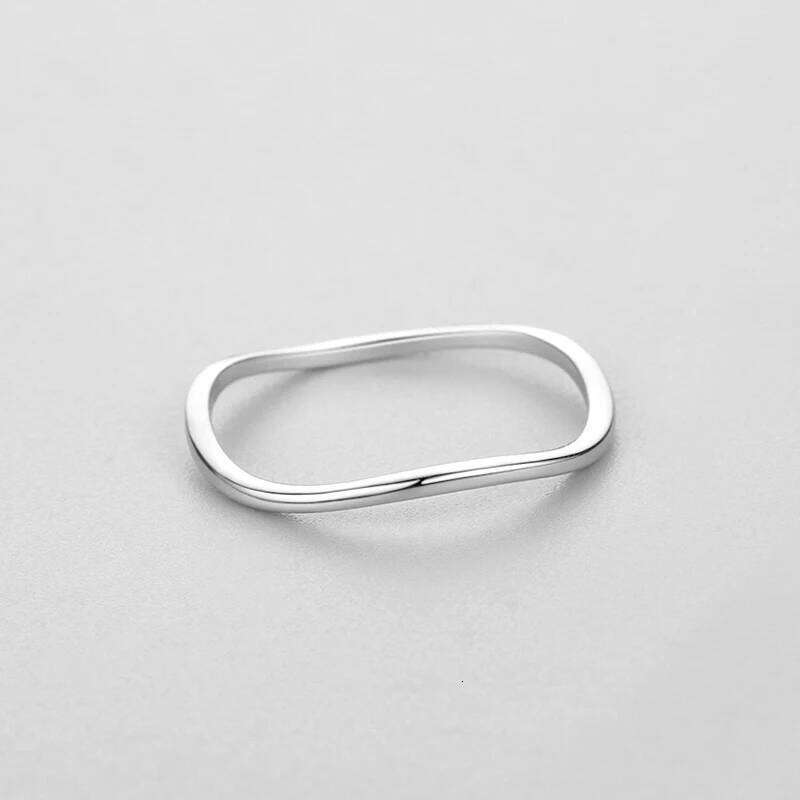 Ailmay Real 925 Sterling Silver Minimalist Fashion Smooth Wave Stackable Ring Women's Party Accessories Jewelry Gift H260312