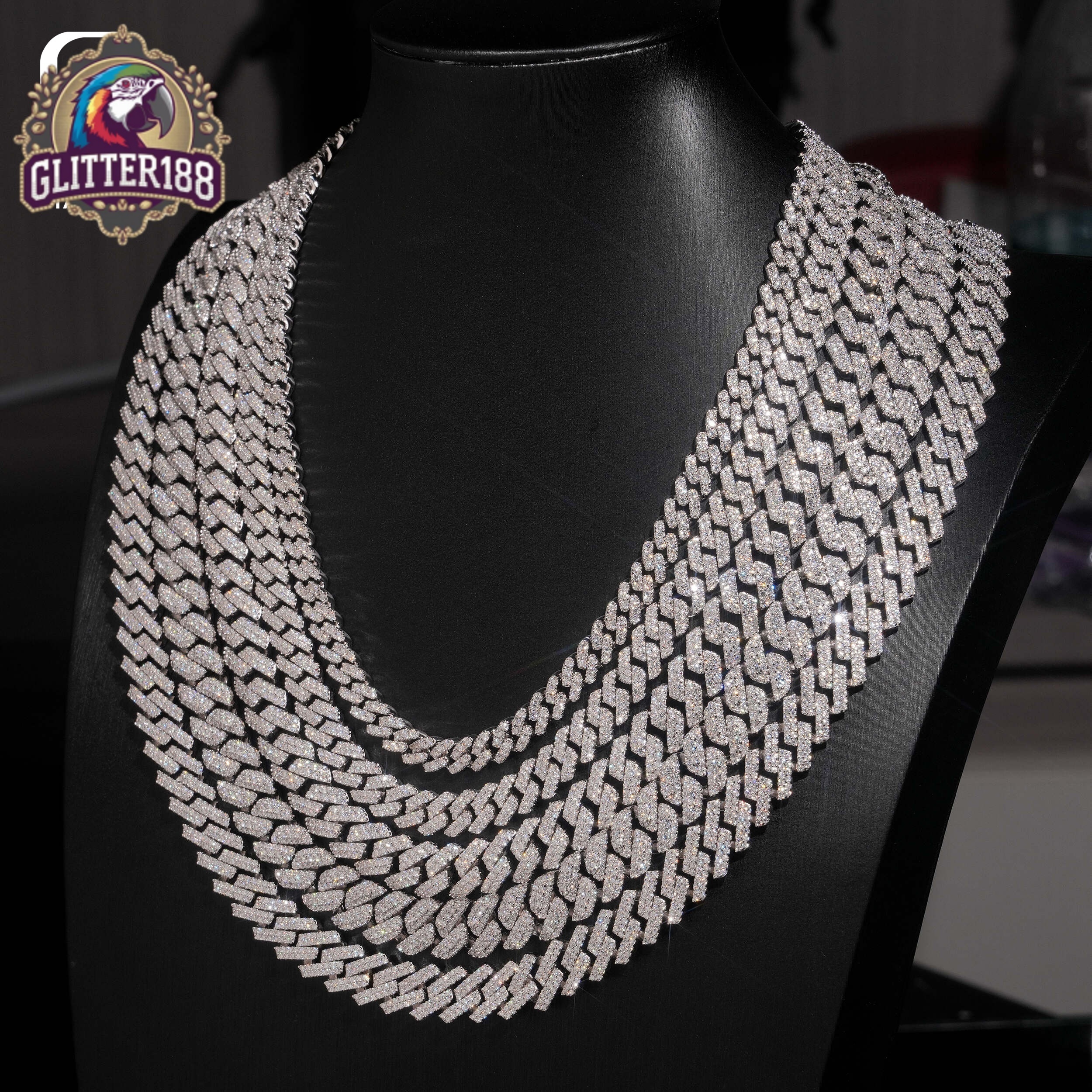 Miami Cuban Link 8mm 10mm 925 Sterling Silver Cuban Chain Necklace GRA Certificates VVS Moissanite Chains Fine Jewelry Necklace