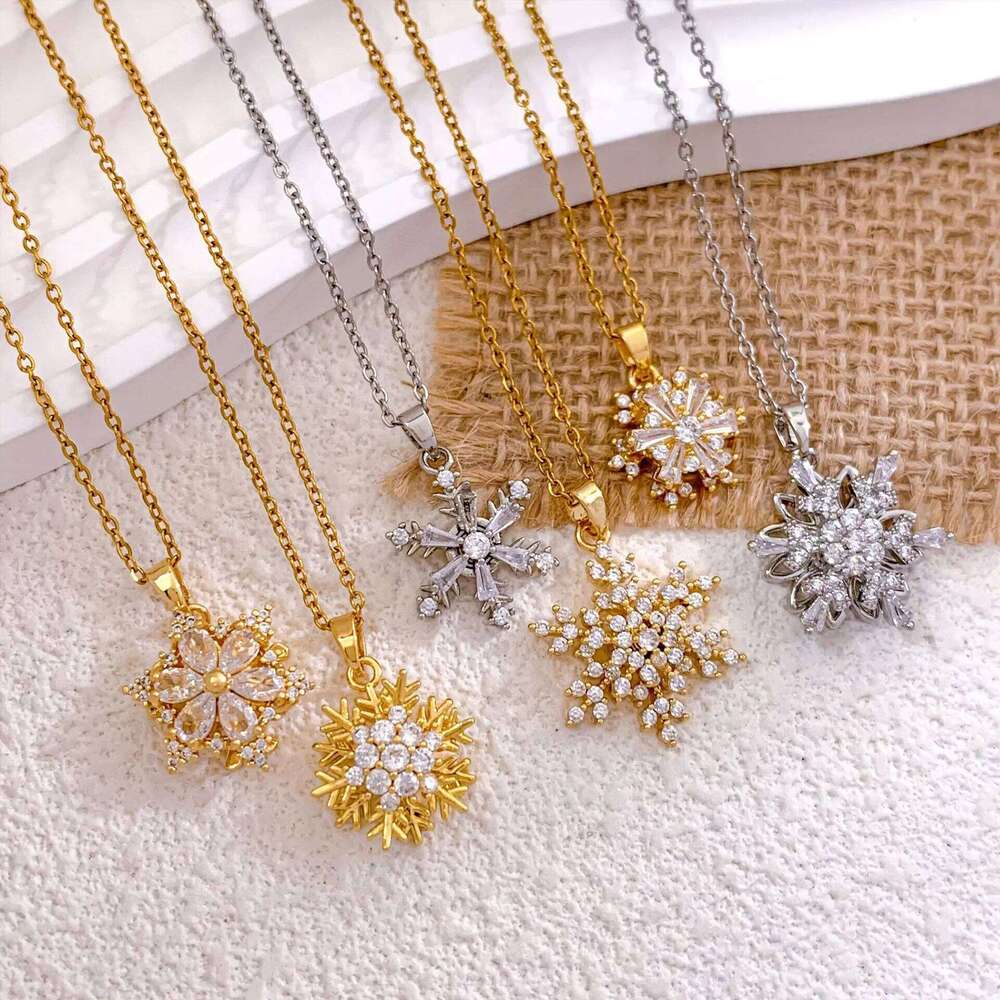 Titanium Steel Snowflake Necklace Women's Fashion Versatile Save Design Cross-Border Jewelry Cloud Element Sweet Style H260312