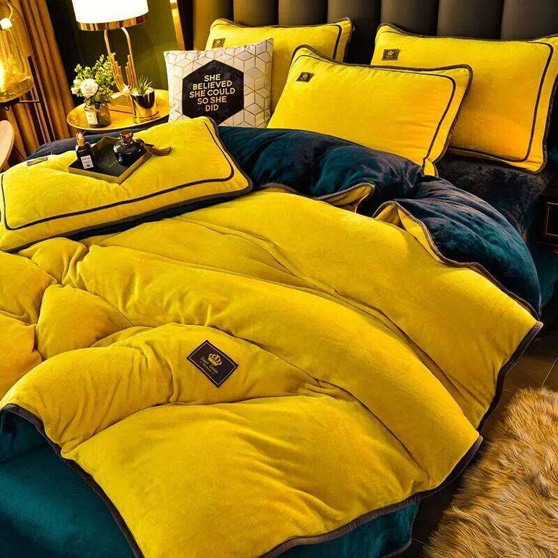 Ultra-thick Milk Fleece Winter Bedding Warm Comfortable Duvet Set with Sheets Comforter Cover and Pillowcases H260312 - view 5