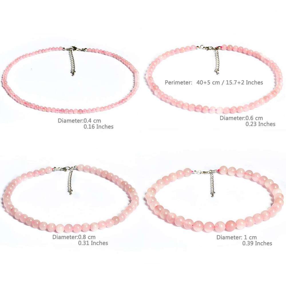Natural Stone Rose Quartz Beaded Necklace Bohemian Women's Sweet And Romantic Summer Holiday Handmade Jewelry H260312