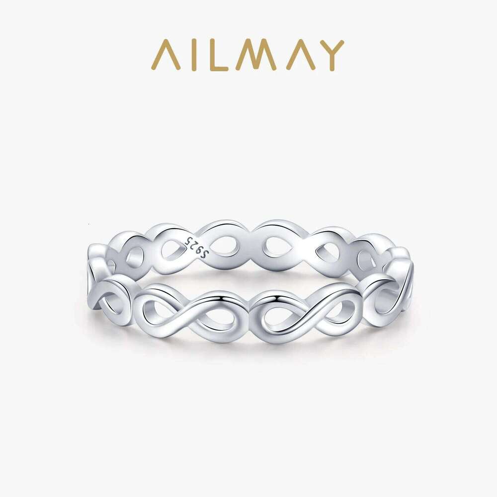 Ailmay Authentic 925 Sterling Silver Forever Infinite Finger for Women Simple Design Ring Statement Jewelry Party Gift H260312