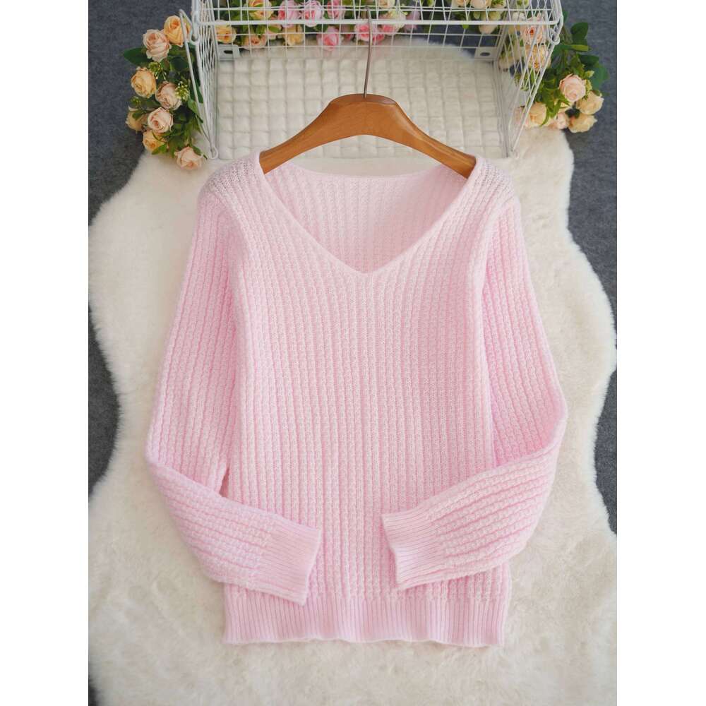Classic Stripe V-Neck Pullover Sweater Fashion Women's Tops Hot Woolen Soft Knit Long Sleeve Beautiful Ladies Sweate Z260313