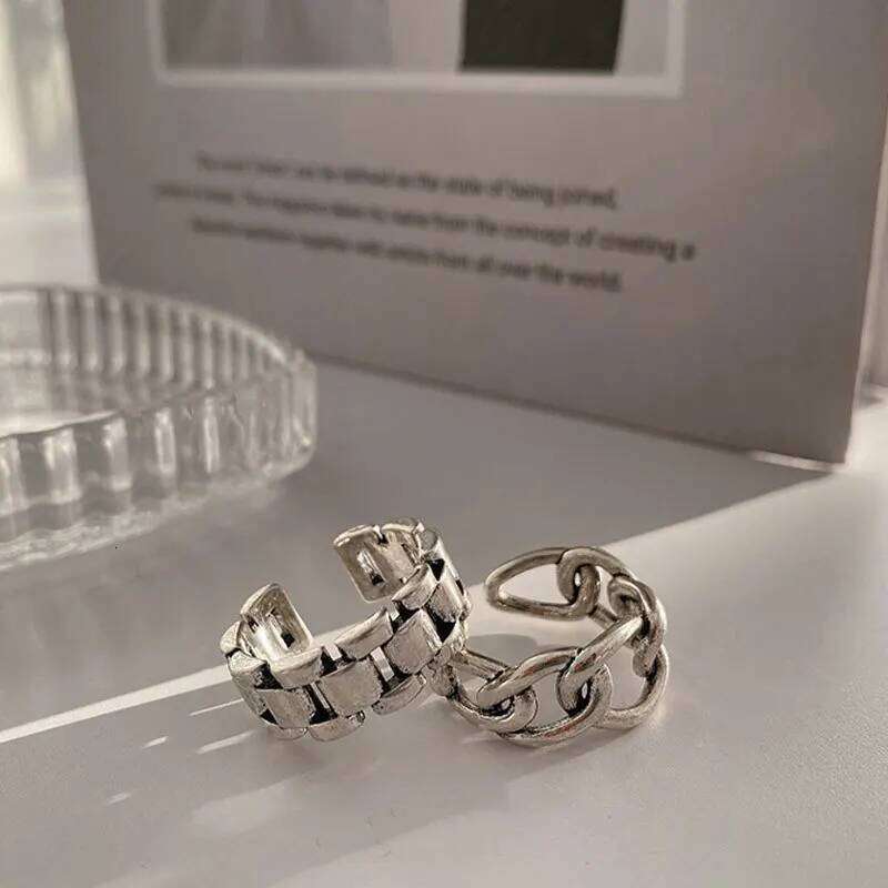 VENTFILLE 925 Sterling Silver Finger Rings New Fashion Creative Cross Hollow Chain Geometric Party Jewelry Gifts H260312