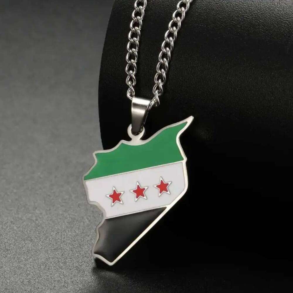 LIKGREAT Trendy Syria Flag Pendant Necklaces Stainless Steel Syrians Map Hiphop Jewelry Gift for Women Men H260312
