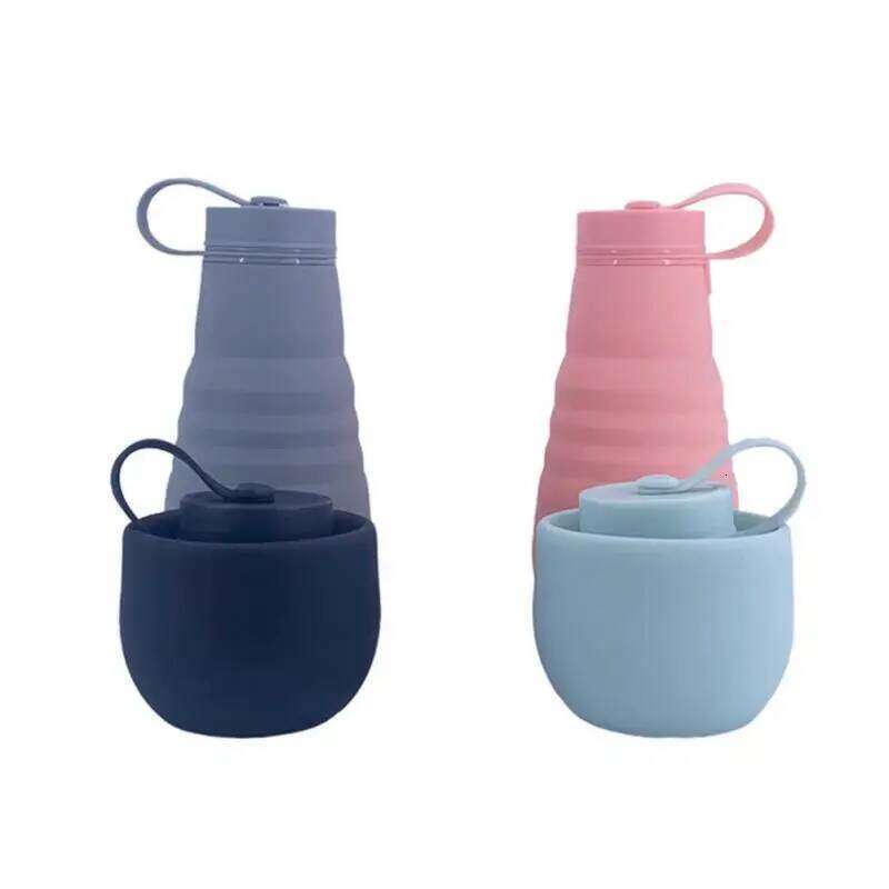 500ml Portable Retractable Silicone Cups Foldable Collapsible Water Bottle Outdoor Travel Drinking Cup For Camping Drinkware Z260313