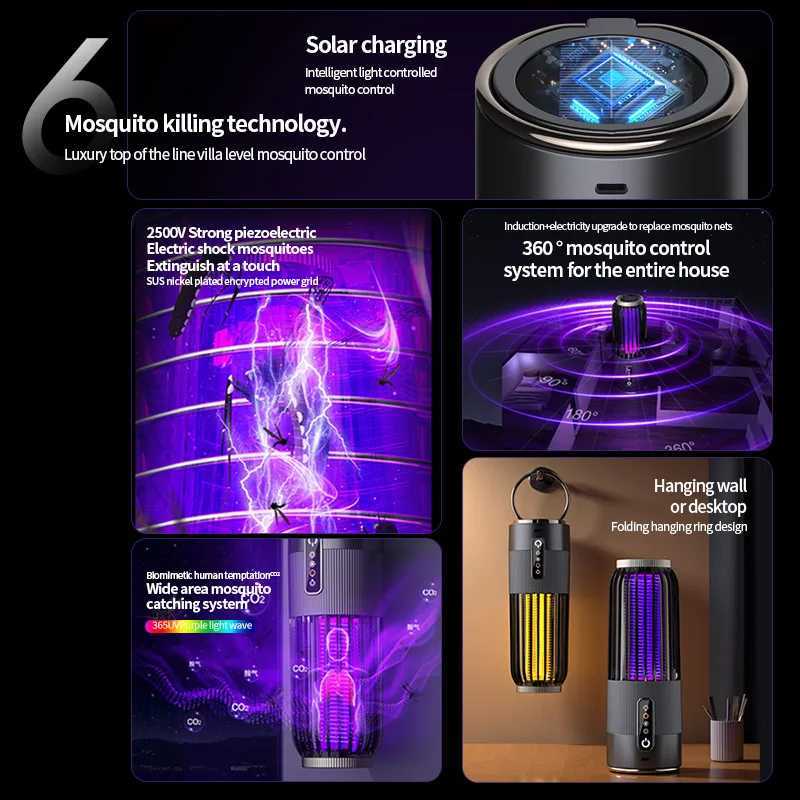 Upgrade Solar Energy Mosquito Killer Lamp Outdoor Mosquito Killer Solar Charging Mosquito Repellent Household Mosquito Killer H260313