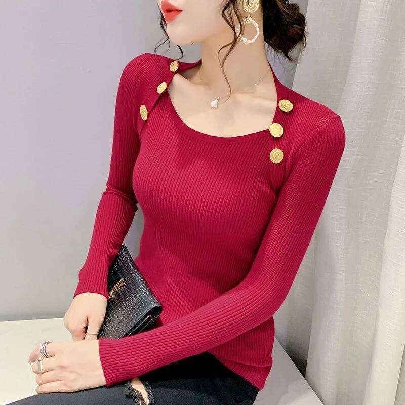 Pullover Solid Color Sweater Women's Autumn and Winter Versatile Bottoming Shirt Top Z260313