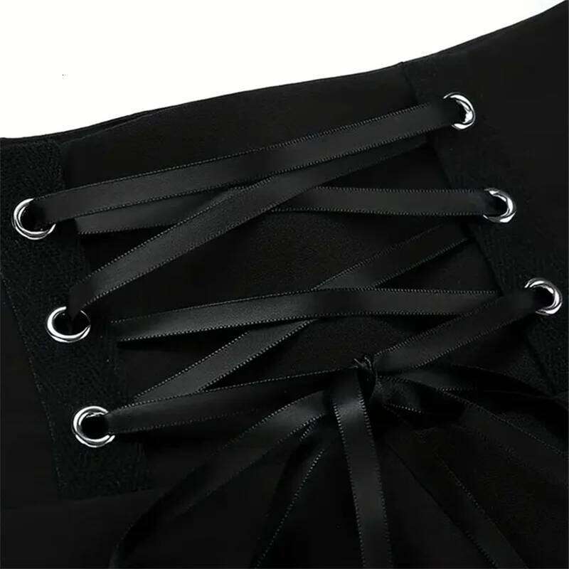 Streetwear Mall Goth Women Harajuku Y2k E-girl High Waist Bandage Black Mini Skirt Dark Gothic Punk Emo Alt Club Wear Z260314