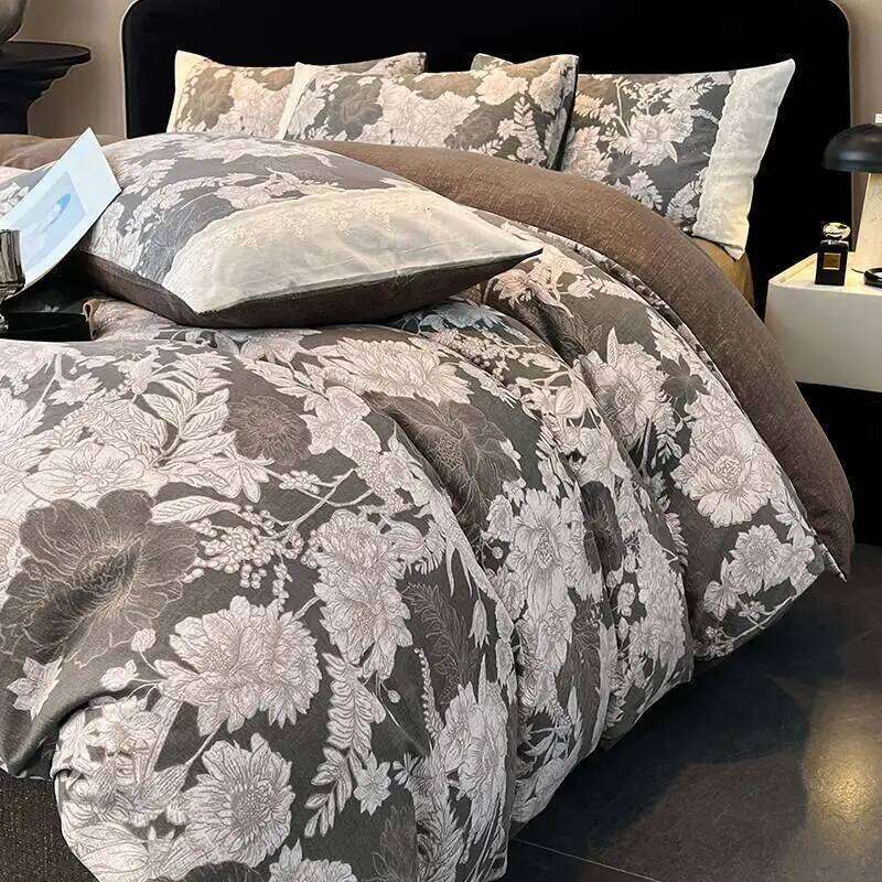 2025 new class A raw hemp four-piece set lace thickened quilt cover bed sheet/fitted sheet dormitory kit H260312 - view 4