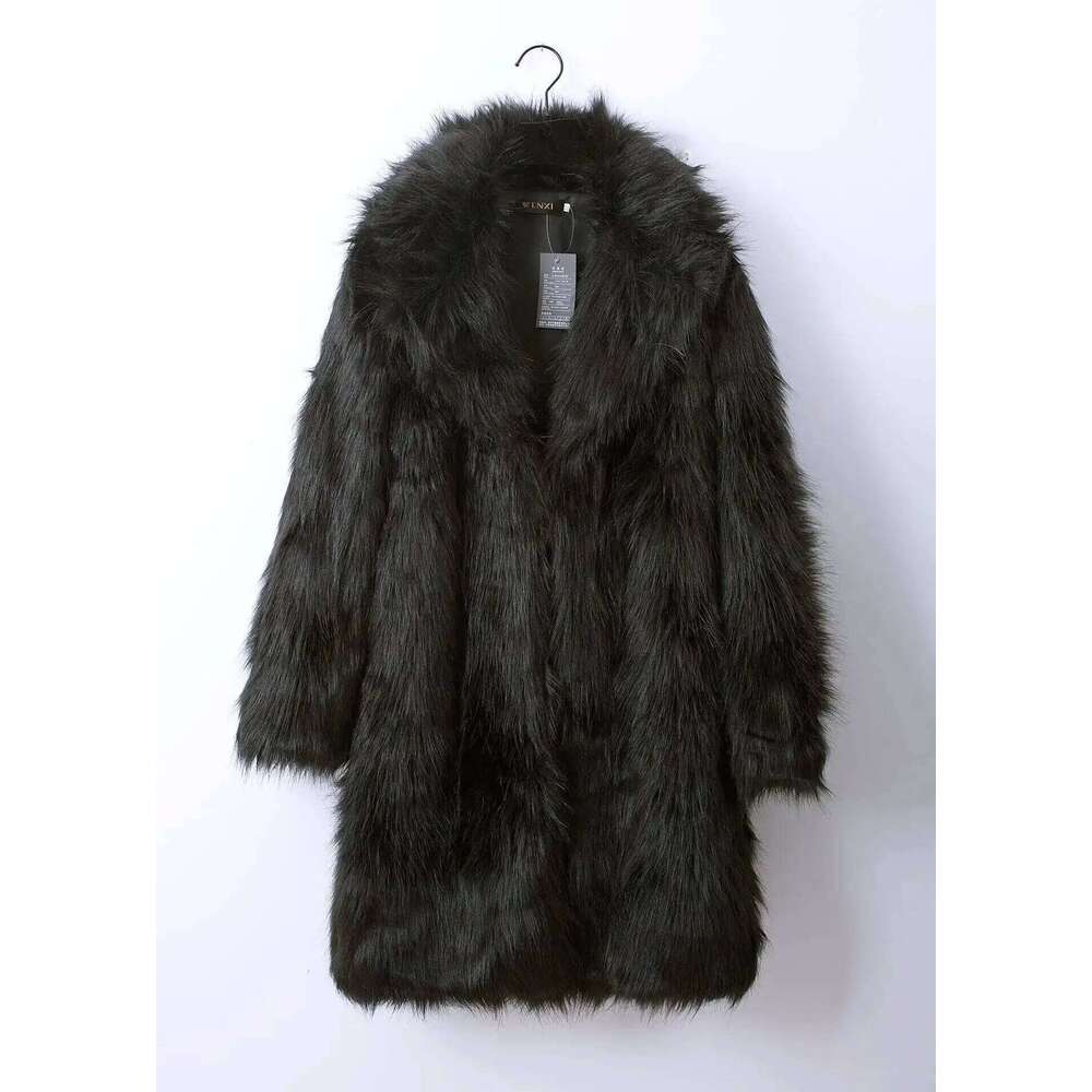 2025 Black White Coat Man Winter Warm Faux Long Jacket Outerwears Outdoor Casual Fur Cardigan Z260313