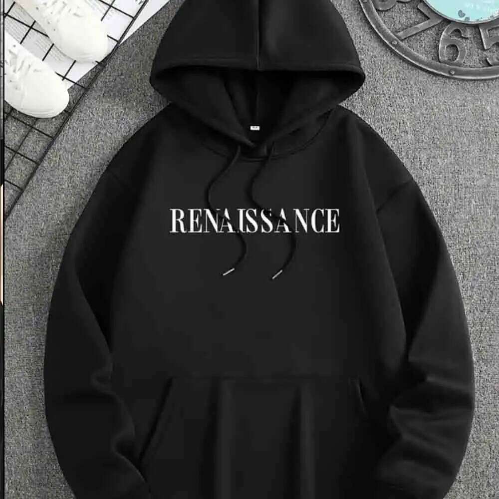 Commuting fashion men's autumn and winter must-have with English letter printing hooded sweatshirt versatile s Z260314
