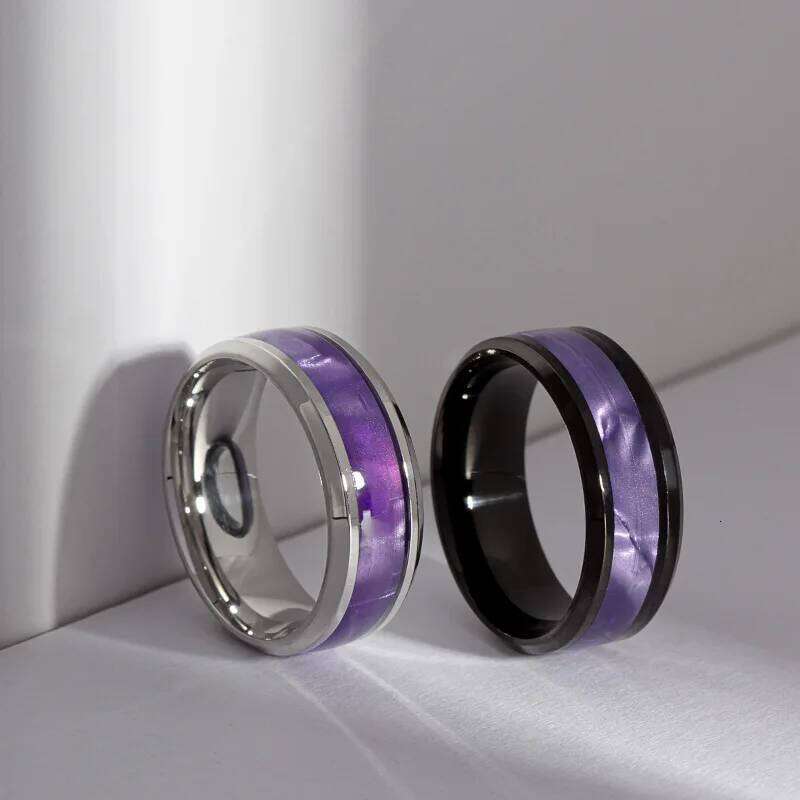Hot Selling Classic Titanium Steel Black Elegant Purple Colorful Couple Ring For Women Men Jewelry Accessories Size 6-13 H260312