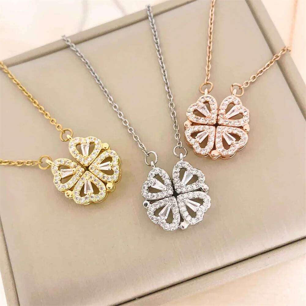 Versatile Minimalist Exquisite Beautiful Heart-shaped Design with Cr in One Titanium Steel Necklace H260312