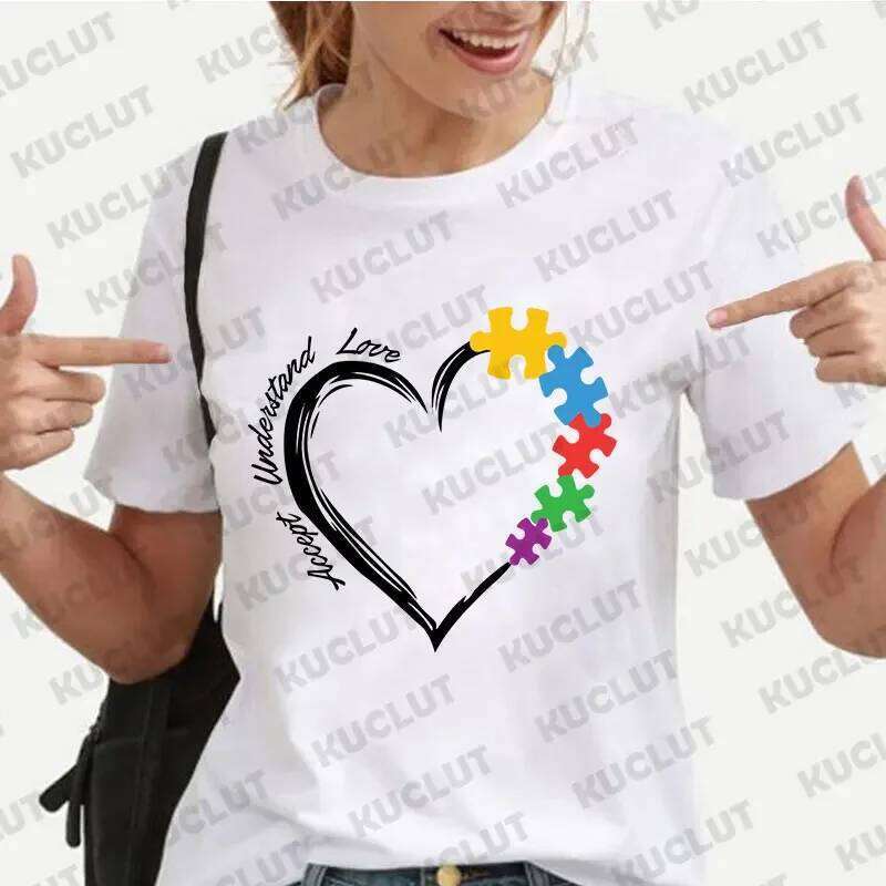New T-shirts for Women Fashion Print Unisex Y2K Streetwear Clothes Awareness T Shirt Autism Female Tee Top Z260314