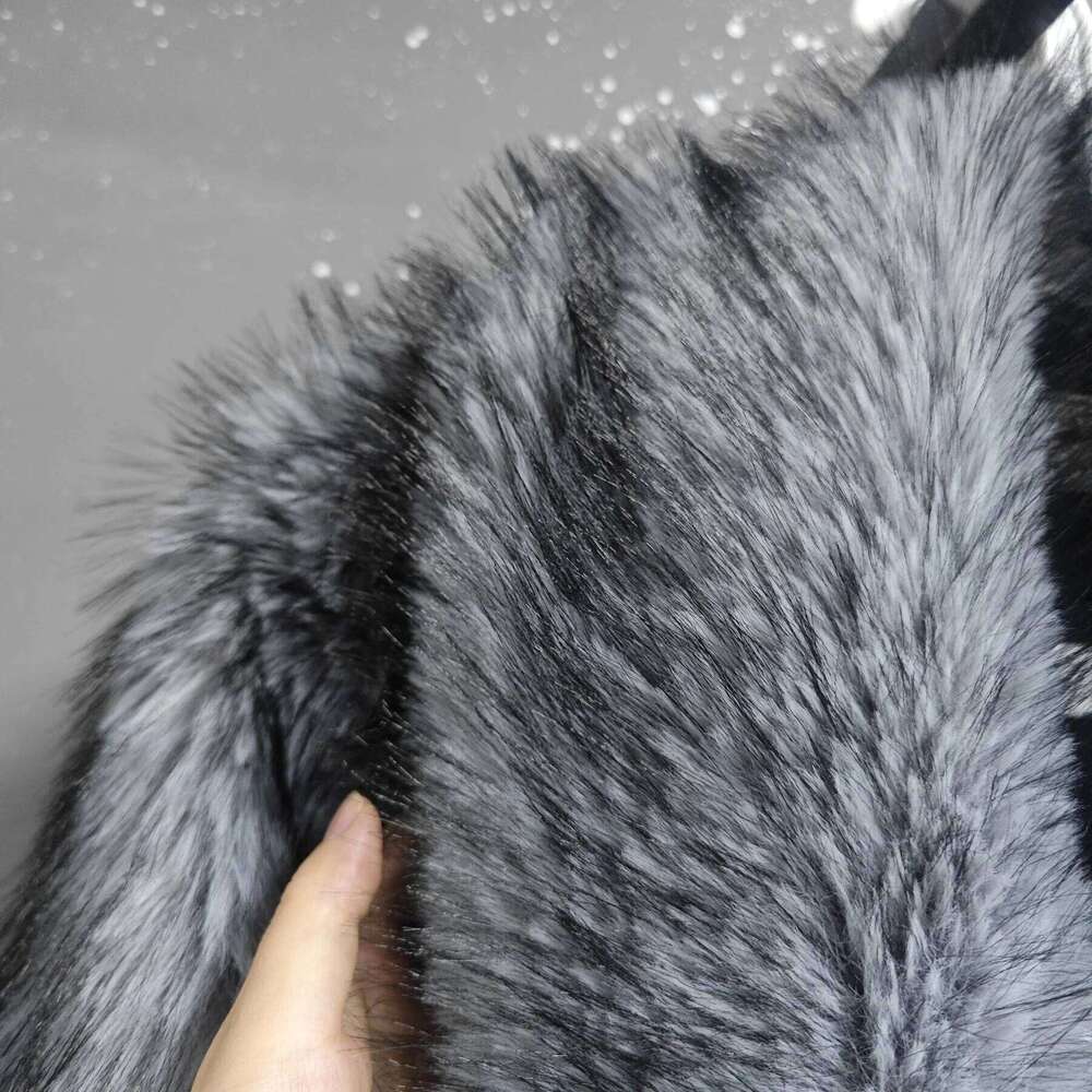 LANMREM High Qualityy Grey Women's Faux Fur Winter Chic New Warm Lapel Sleeve Big Size Cardigan Thick Long Coat DB3882 Z260313
