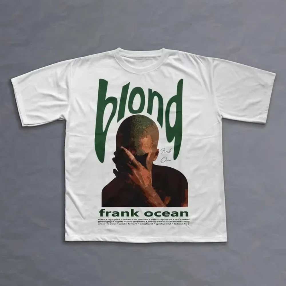 Rapper Frank Retro Graphic T Shirt Mens Hip Hop Ocean Album Clothing T-Shirts Y2k Unisex Blond Fashion Oversized Cotton T-shirt D260313