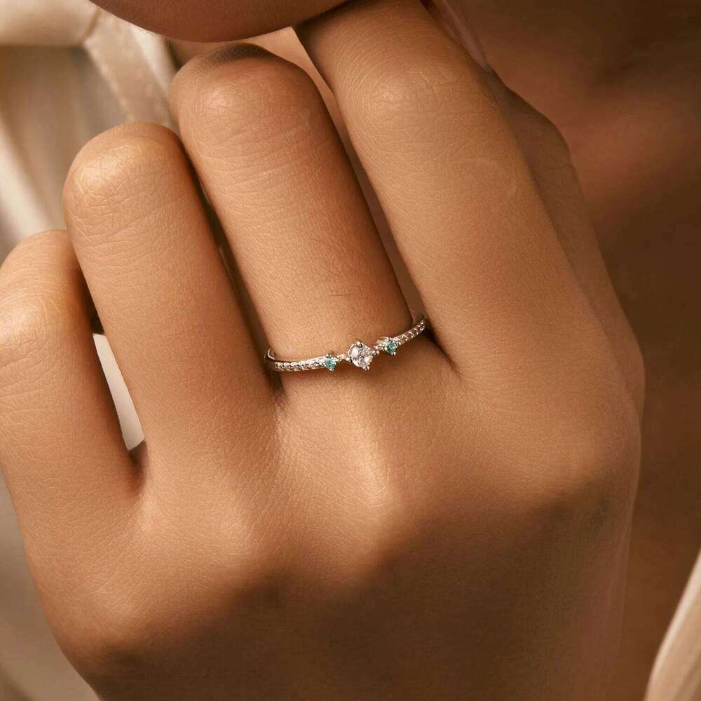 MODIAN 925 Sterling Silver Simple Basic Stackable Delicate Round Stone CZ Finger Ring For Women Party Jewelry Gift H260312