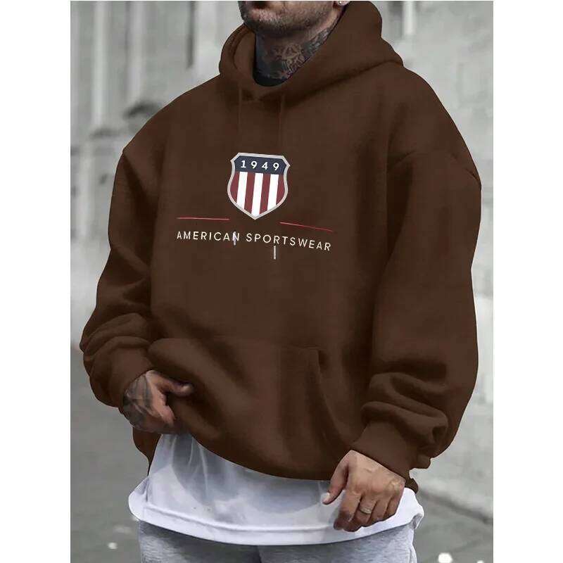 Urban Cool Trend 1949 Print Men Women Hooded Sweatshirt Autumn Winter Daily Outdoor Holiday Fitness Casual Loose Warm Sportswear Z260314