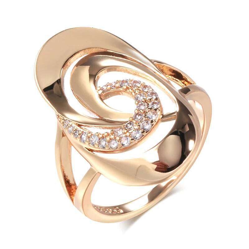 Kinel Unusual 585 Rose Gold Rings Daily Women Fine Minimalist Geometry Natural Zircon Ring Fashion Jewelry 2022 H260312