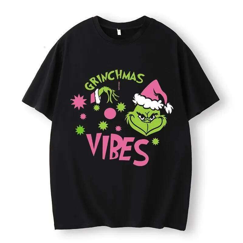 Grinch Shirt Deer Party Christmas Snowman Casual Breathable Crew Women Clothes Z260314
