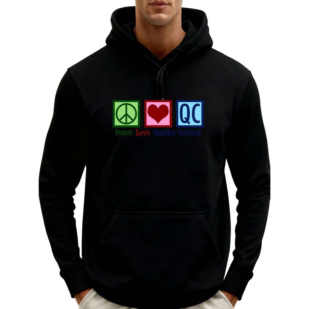 Peace Love Quality Control Illustration Vintage Brand Hoodie Mens Streetwear Soft Warm Printed Sweatshirt Z260314