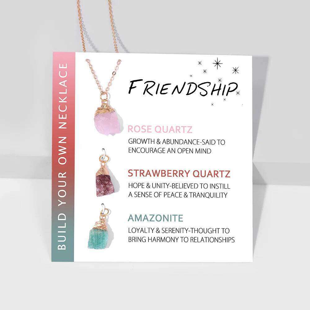 Natural Mineral Stone Charm Necklace With Interchangeable Pendant Black Tourmaline Fluorite Rose Quartzs Necklaces Set For Women H260312