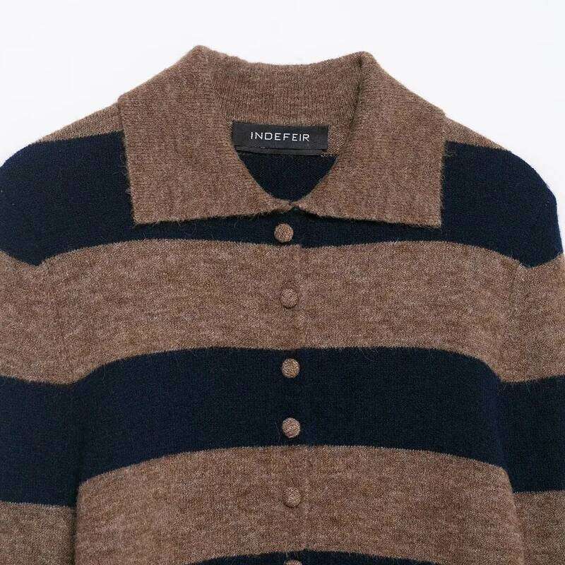 HXAO Striped Knit Cardigan For Women Autumn Spring 2026 Women's Sweater Elegant Cropped Long Sleeve Button Up Tops Cozy Sweaters Z260313