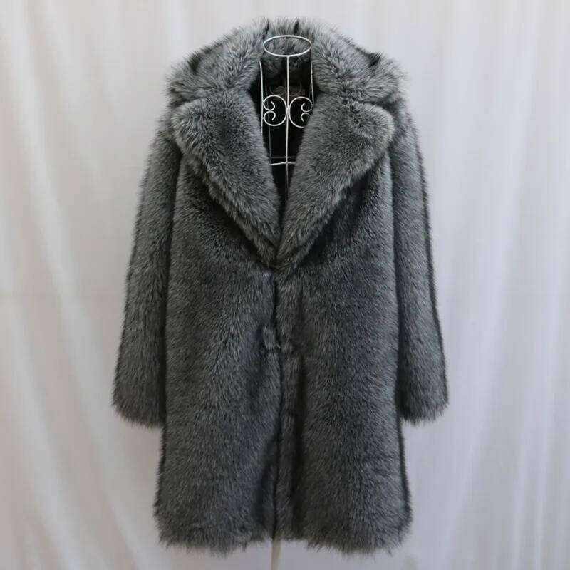 Luxury Men's Clothing Faux Fox Long Coats Overcoats Plus Sizes Winter Thicken Warm Mink Fur Windbreakers Jacket Z260313