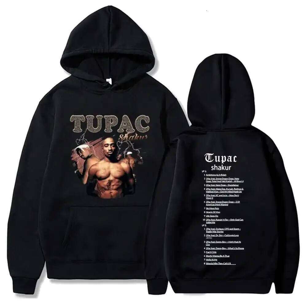 American Street Hip Hop Hoodies Retro 90s Tupac Graphic Hoody Women Men Thick Fleece-lined Warm Streetwear Female Male Clothing Z260314