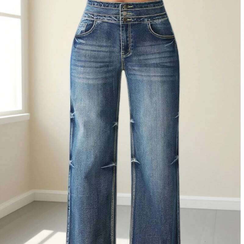 Women Jeans Stretchy High Waist Wide Leg Denim Pants Flared Trousers Loose Straight Fit Fashion Comfortable Casual Wear Z260313