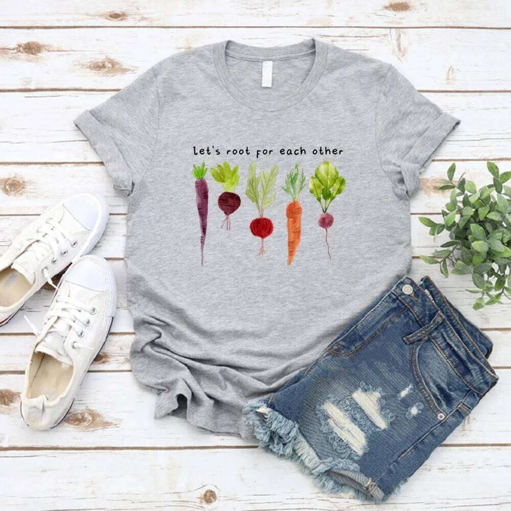 Lets Roots for Each Other Vegetable T-Shirt Uplifting T Shirt Unisex Short Sleeve Tshirt Vintage Gardening Tee Retro Women Tops Z260314