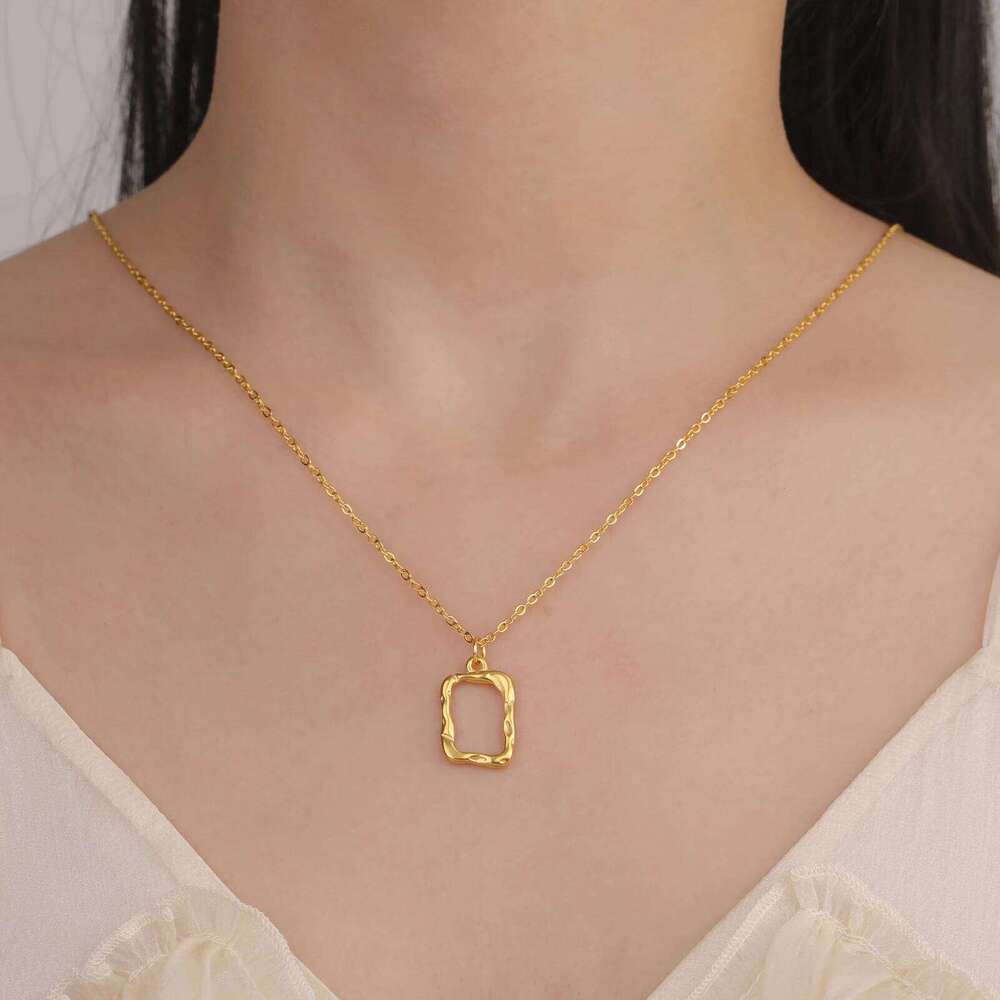 Skyrim Irregular Quadrilateral Pendant Necklace Women Girls Stainless Steel Neck Chain Minimalist Trendy Geometric Jewelry Gift H260312