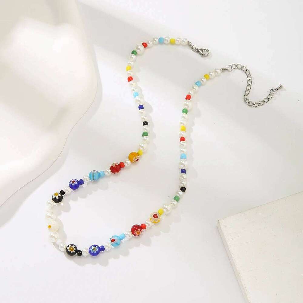 Imitation Pearl and Colorful Beads Short Choker Necklace for Men Trendy Beaded Chains on Neck 2023 Fashion Jewelry Accessories H260312