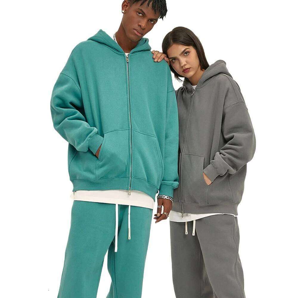 Custom LOGO autumn winter new product velvet thickened 350g high-quality zipper sweater trousers men and women couple suit 26Y0313