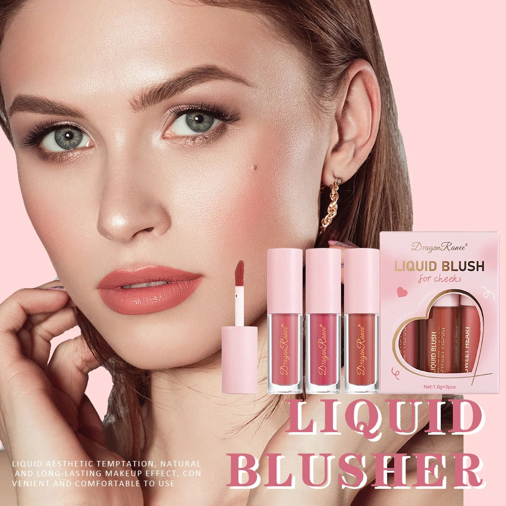 Three-Piece Set of Matte Liquid Blush Natural Highlighter Long-Lasting Blush Delicate Color Clear and Light Blush 260305