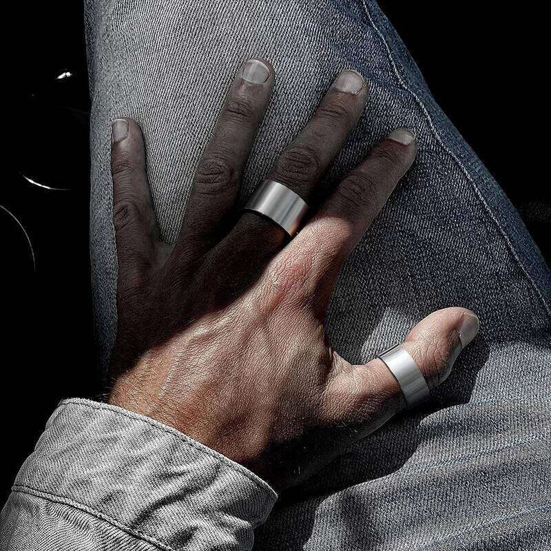 6/8/11.5MM Cuff for Men Boys,Waterproof Stainless Steel Rings Finger Band,Simple Plain Classic Basic Punk Opening Ring H260312