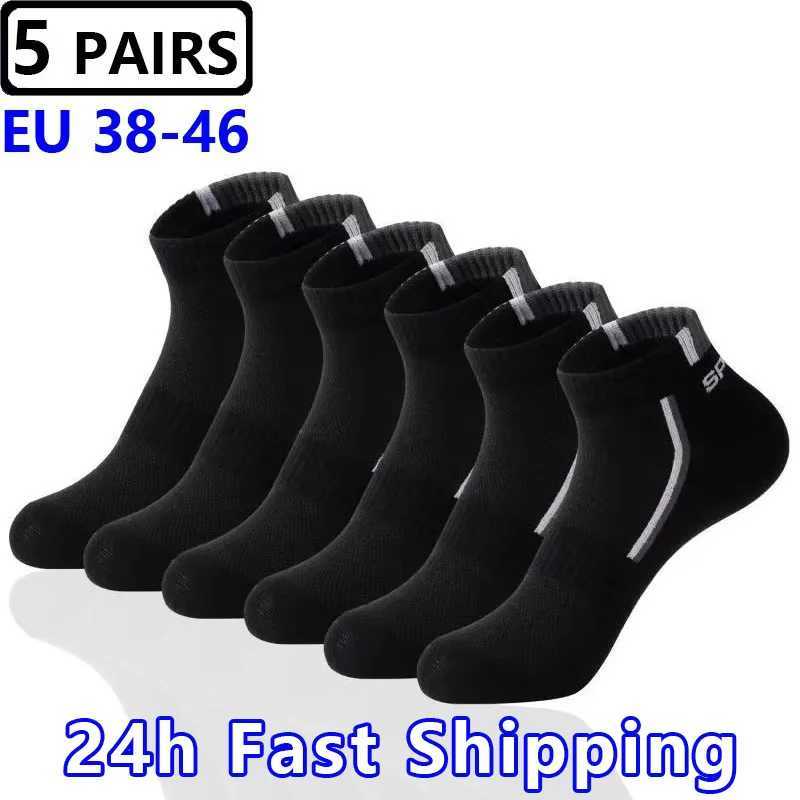 5 Pairs Men Ankle Socks Large Big Size4546 Breathable Cotton Sports Plus Socks Mesh Casual Athletic Summer Thin Cut Short Sock D260313