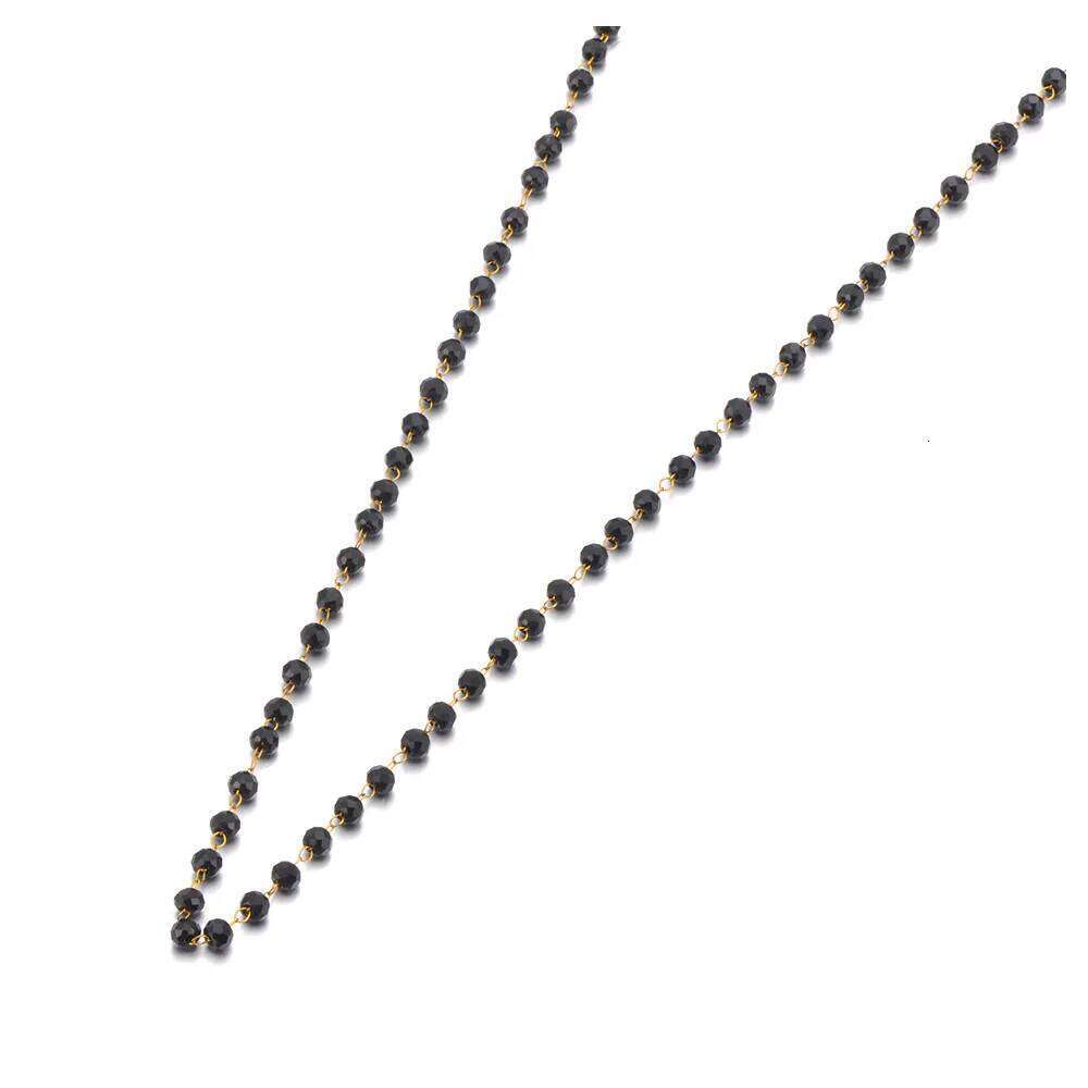 Lokaer Elegant Black Bead Choker Necklace Handmade 316L Stainless Steel 4mm Crystal Glass Beads Fashion Jewelry Gift N25026 H260312