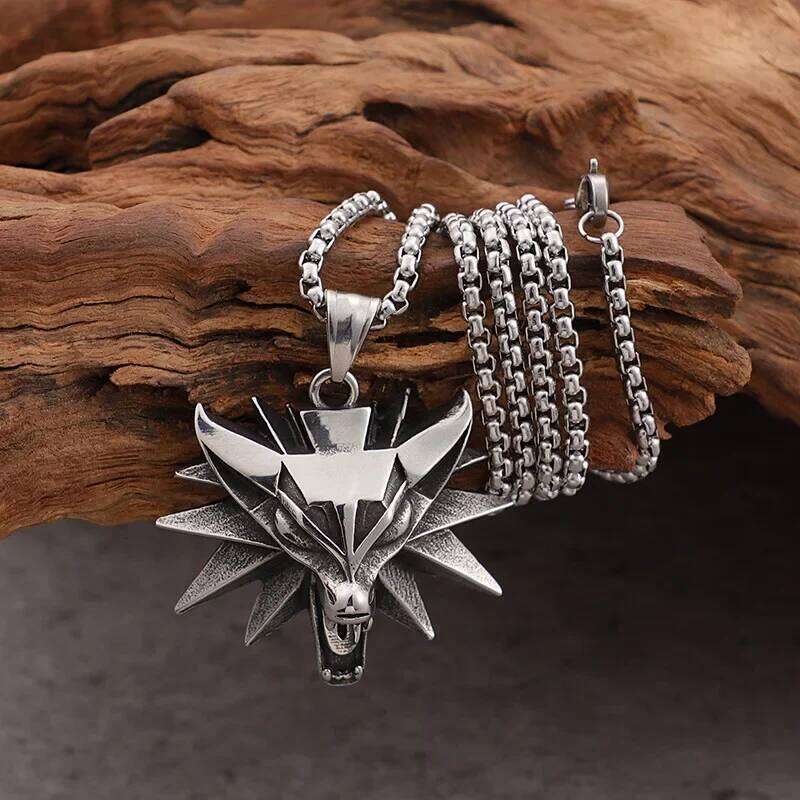 New Trendy Witcher Wolf Head Pendent Necklace for Men H260312