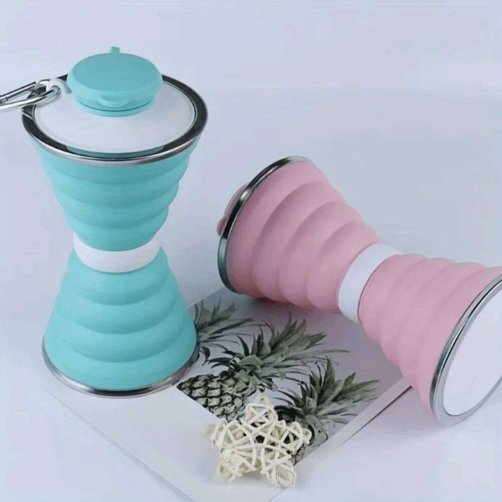500ml Silicone Foldable Water Bottle Leak Proof Heat Resistant Camping Collapsible with Hook Hangable Drinking Cup Sport Z260313