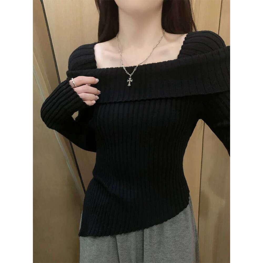 Off Shoulder Long Sleeve Ribbed Knit Sweater Fitted Pullovers Women Off-the-Shoulder Jumper Autumn Winter Outfit Z260313