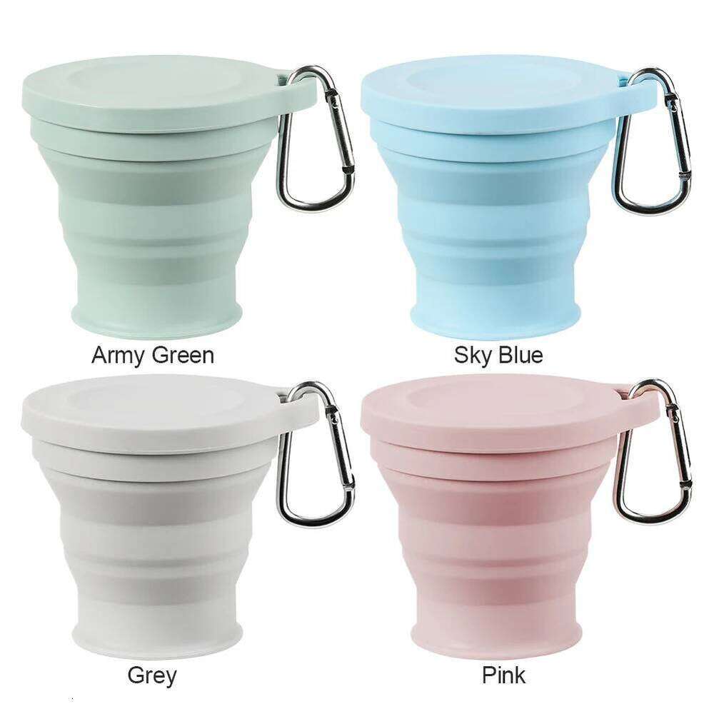 180ml Telescopic Drinking Mug with Lid Silicone Foldable Camping Cup Reusable Expandable Drinkware for Outdoor Travel Z260313