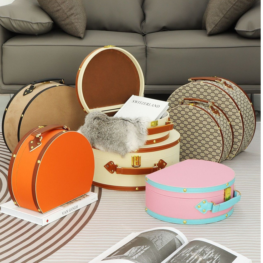 Home Model Furniture & Soft Decoration Orange Half-Moon Handheld Ornament Storage Box New Chinese Style Simple