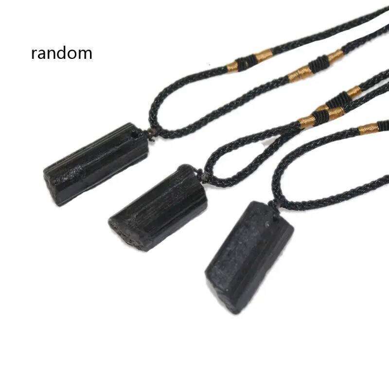 31BB Positive Natural Crystal Black Tourmaline Stone Pendant Jewelry Decor Healing for Raw Gemstone Necklace Best Wi H260312