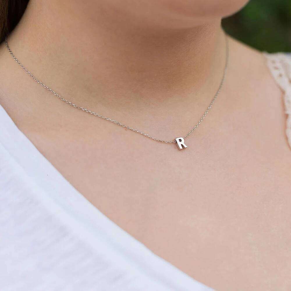 SUMENG Fashion Tiny Initial Necklace Gold Silver Color Cut Letters Single Name Choker For Women Pendant Jewelry Gift H260312