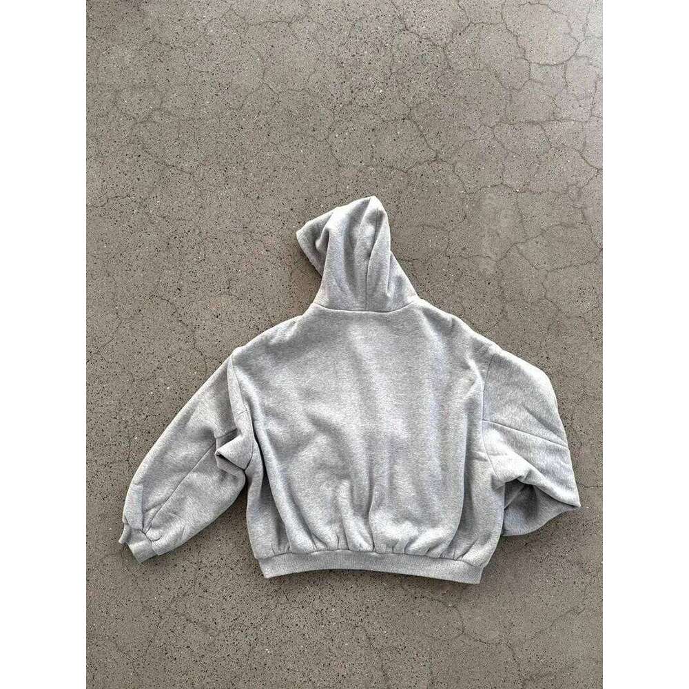 Korean Fashion Simple Gray Double Sided Oversized Zipper Hoodie Women Y2K New Harajuku Gothic Casual Joker Couple Sweatshirt Z260314