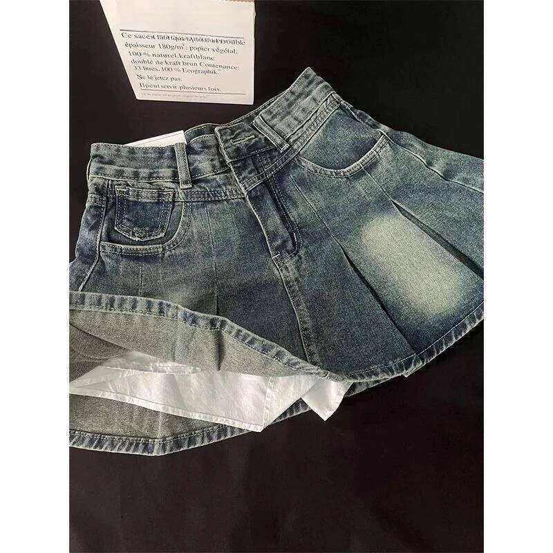 American Style Vintage Y2k Denim Woman Harajuku Retro Mini Streetwear High Waist Casual Fashion Skirt Hot Girls Z260314