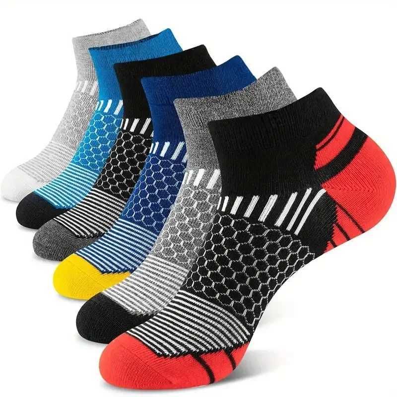6 pairs Mens Short Sports Socks - Moisture-Wicking Breathable All-Season Athletic Socks D260313