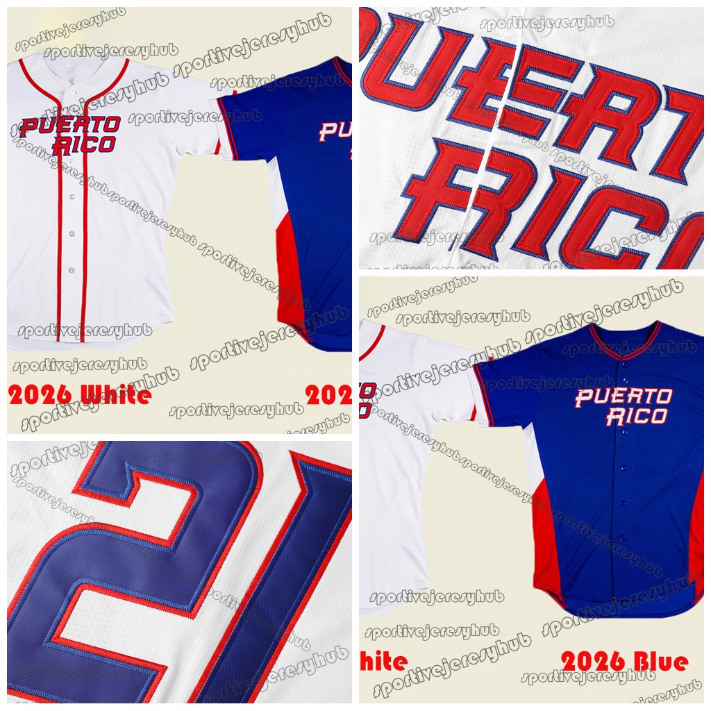 Puerto Rico 2026 Baseball Jersey Lindor Baez Hernandez Rivera Velazquez Rodriguez Martinez Cruz Maldonado Diaz Correa Arenado Romero Personalised Stitched